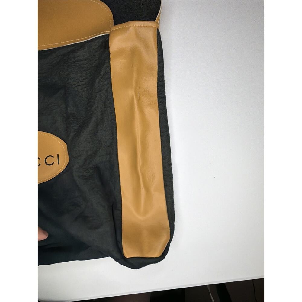 Vintage Gucci Black Felt Wool Tote Gold Leather Crest Handle Bag Purple 1970s - Picture 7 of 14